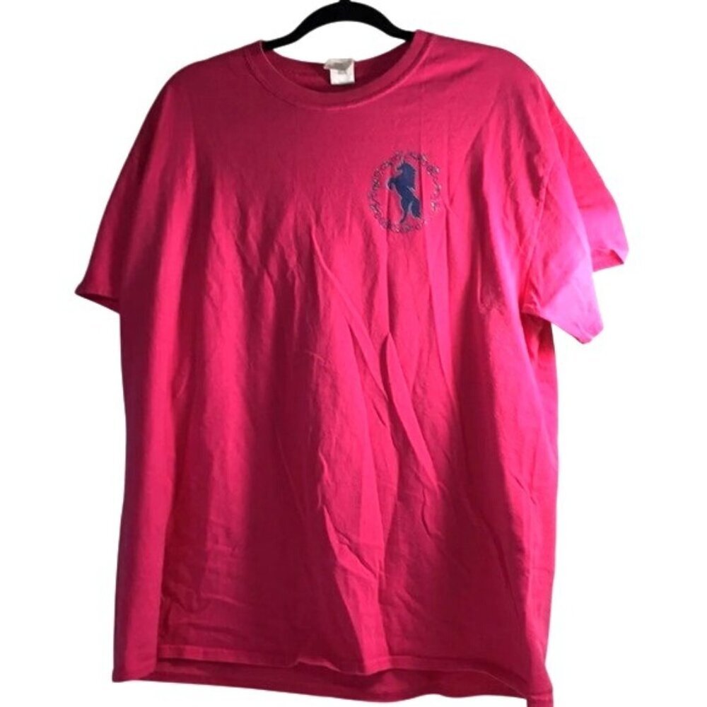 Gildan Womens T-Shirt Graphic Pink Unicorn Back Freakin Majestic Size XL/TG/EG